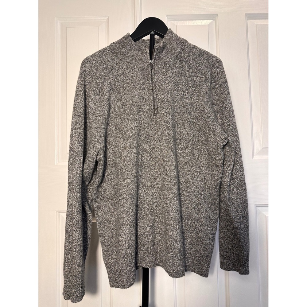 J.Crew Mens XL Gray Marled Lambswool Blend Quarter Zip Pullover Sweater